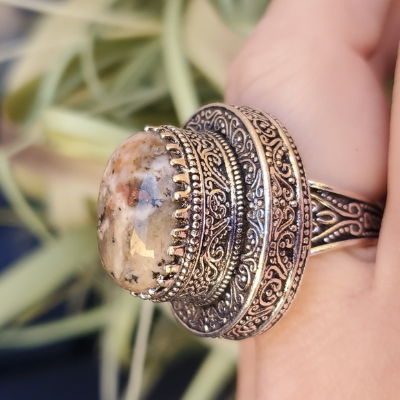 New Dendritic Opal 925 Silver Statement Ring. - Picture 10 of 16